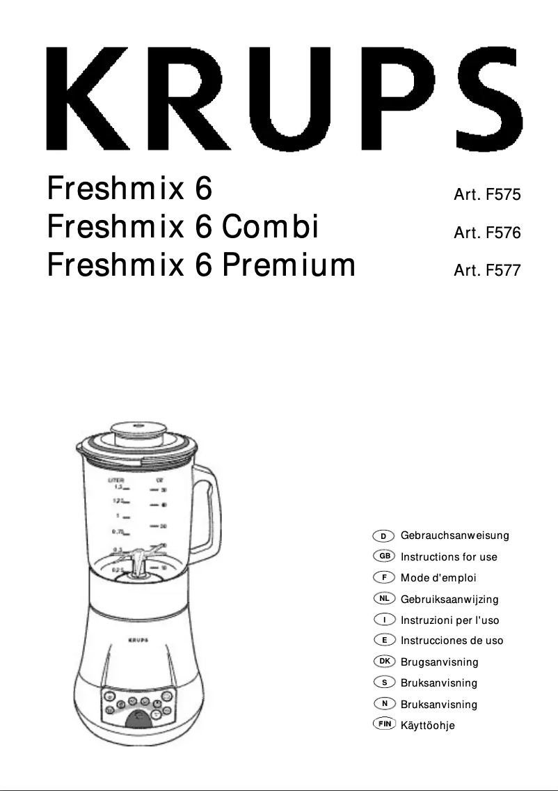 Página 1 del manual Manual de usuario Krups Freshmix 6