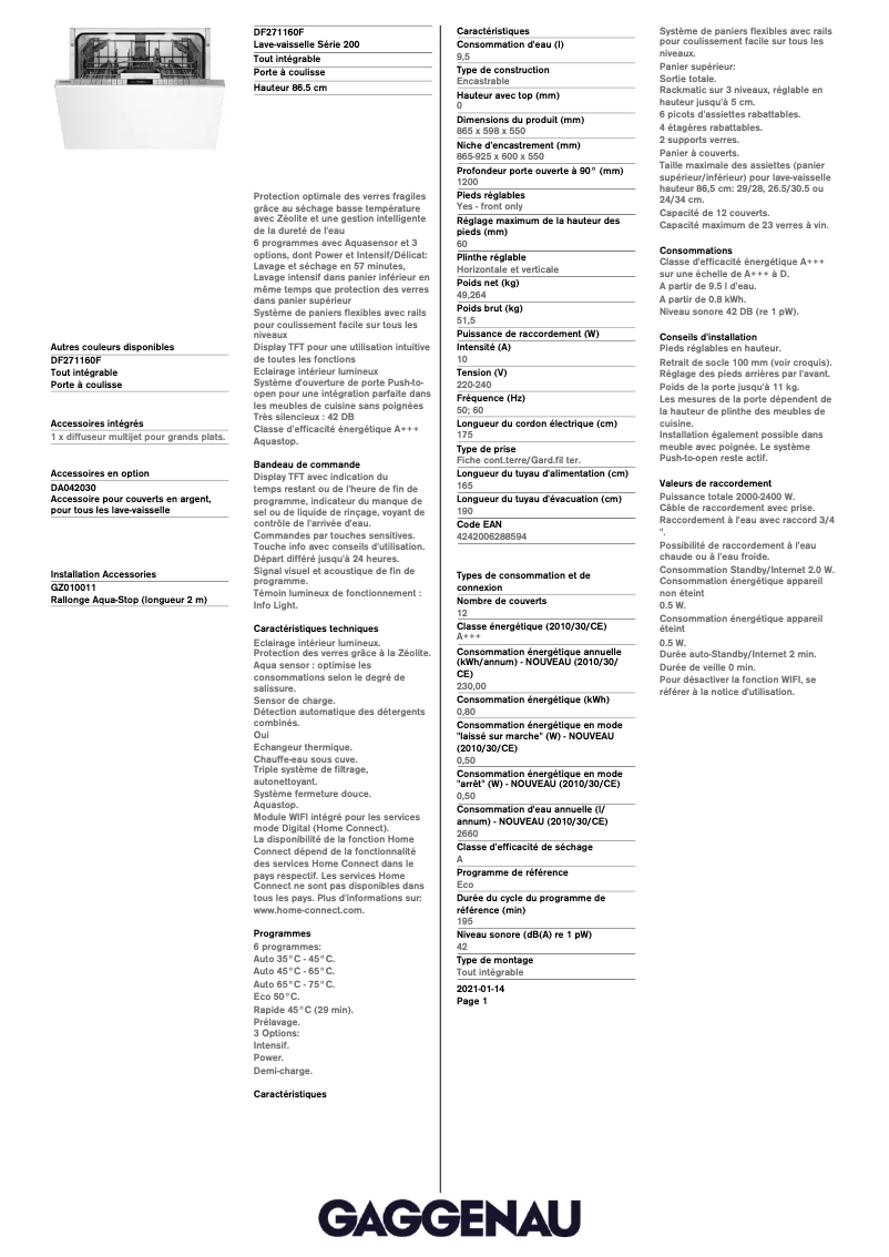 Imagen de la primera página del manual del dispositivo DF271160F