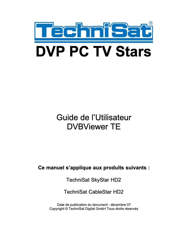 Imagen de la primera página del manual del dispositivo CableStar HD 2