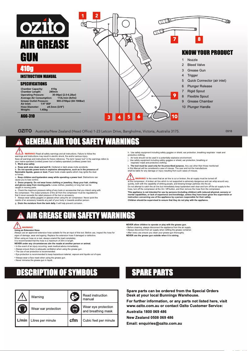 Imagen de la primera página del manual del dispositivo AGG-310