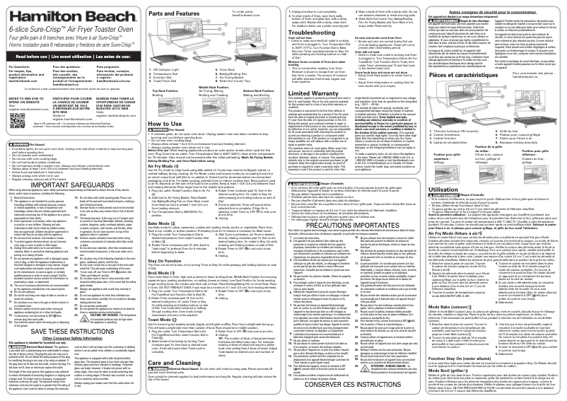 Imagen de la primera página del manual del dispositivo Sure-Crisp 31413