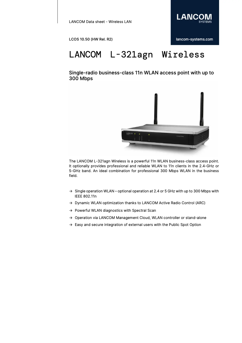 Imagen de la primera página del manual del dispositivo L-321agn Wireless