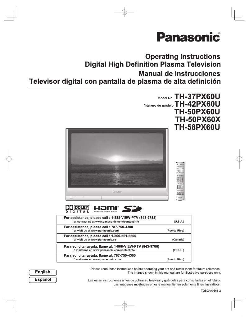 Imagen de la primera página del manual del dispositivo Viera TH-42PX60
