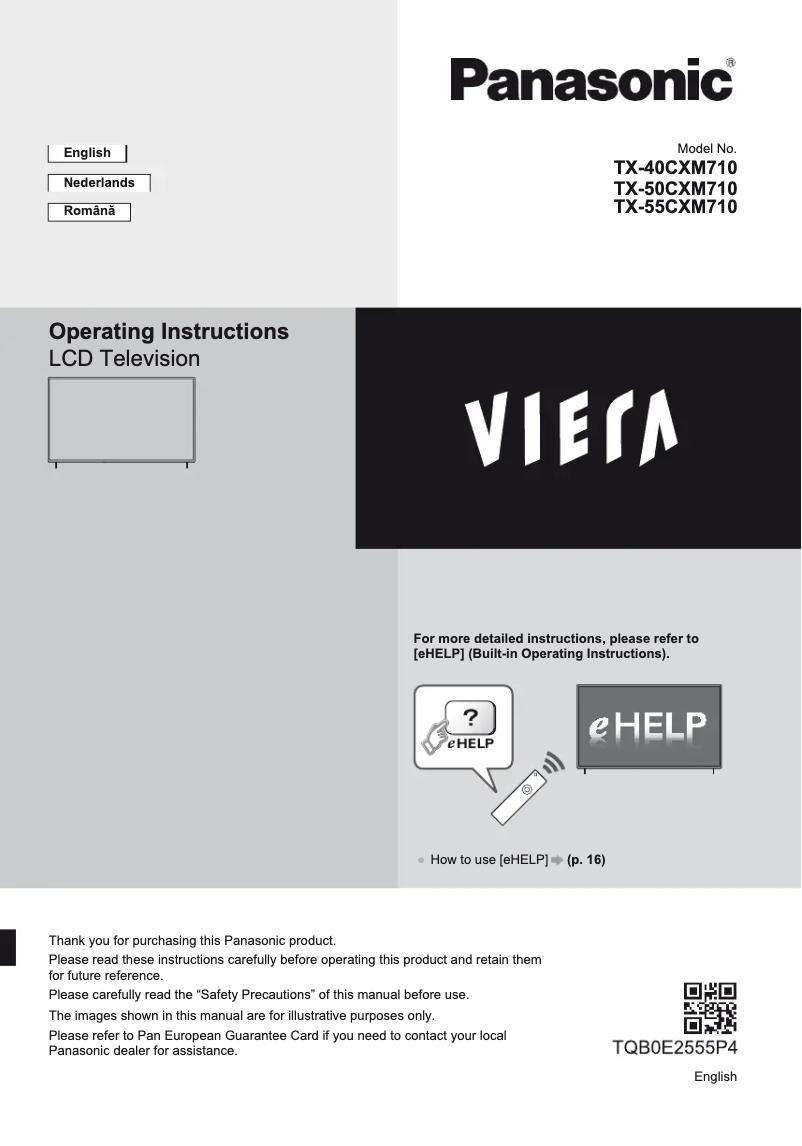 Imagen de la primera página del manual del dispositivo Viera TX-50CXM710