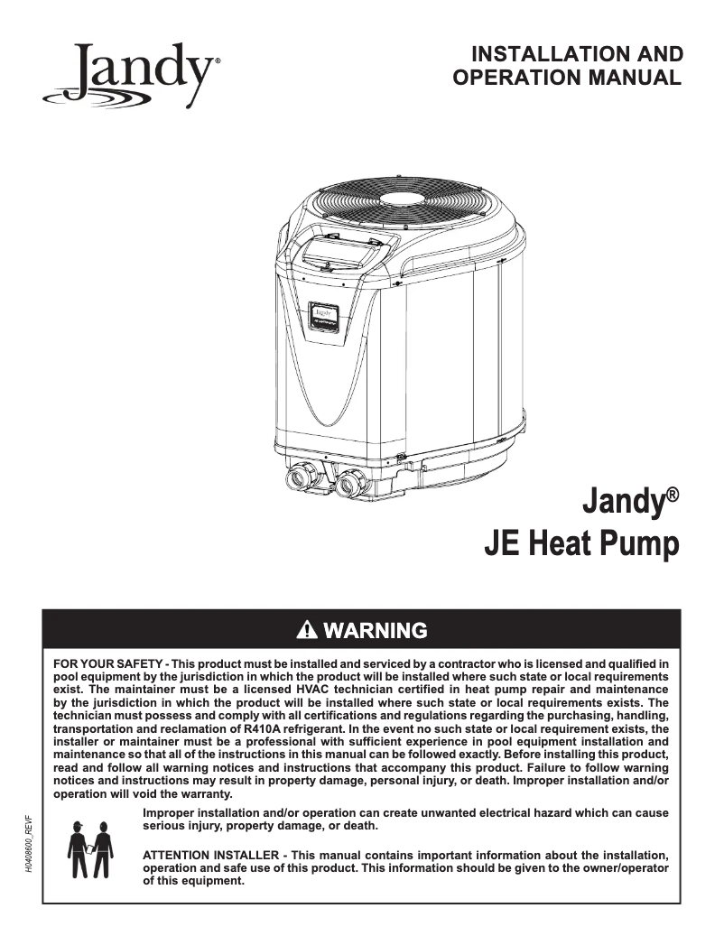 Página 1 del manual Guía de instalación JANDY JE2500T