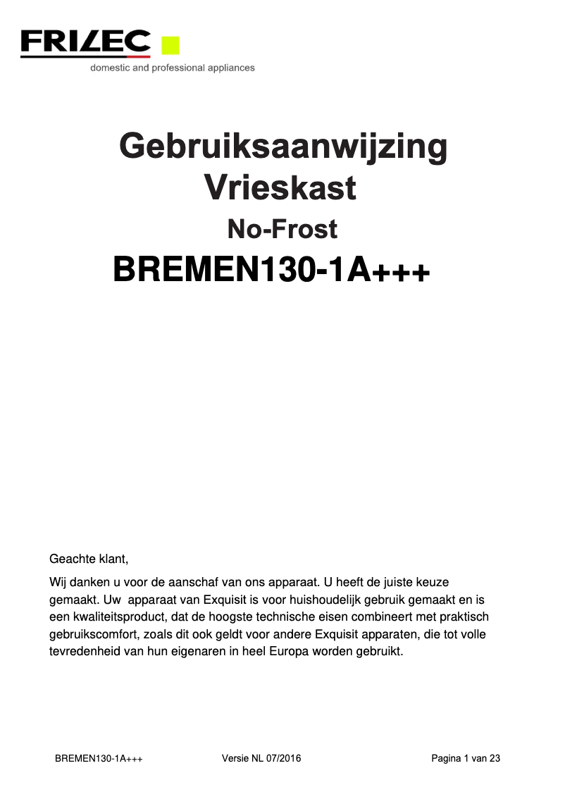 Imagen de la primera página del manual del dispositivo BREMEN130-1A+++