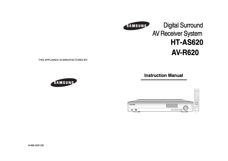 Página 1 del manual Manual de usuario Samsung AV-R620