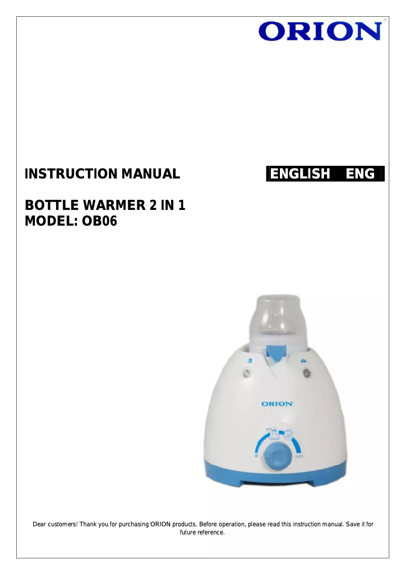 Página 1 del manual Manual de usuario Orion OB06