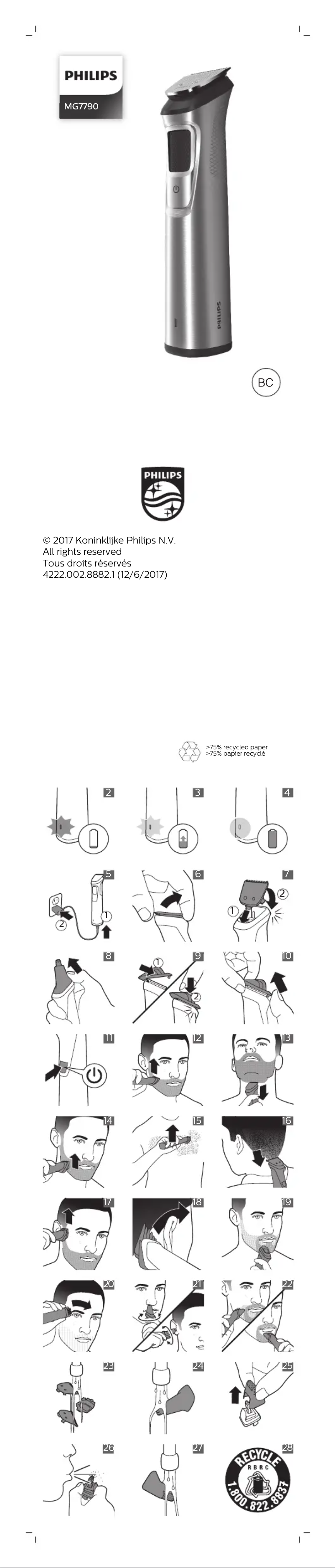 Imagen de la primera página del manual del dispositivo Norelco MG7790