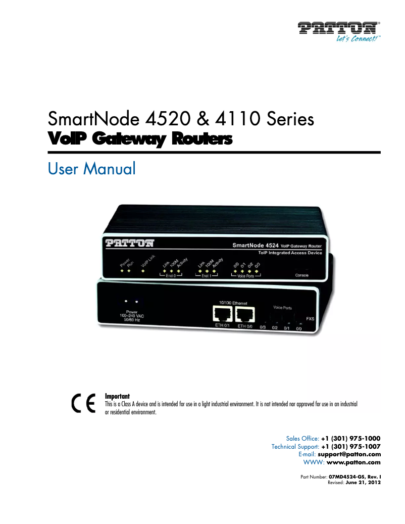 Imagen de la primera página del manual del dispositivo SmartNode 4110