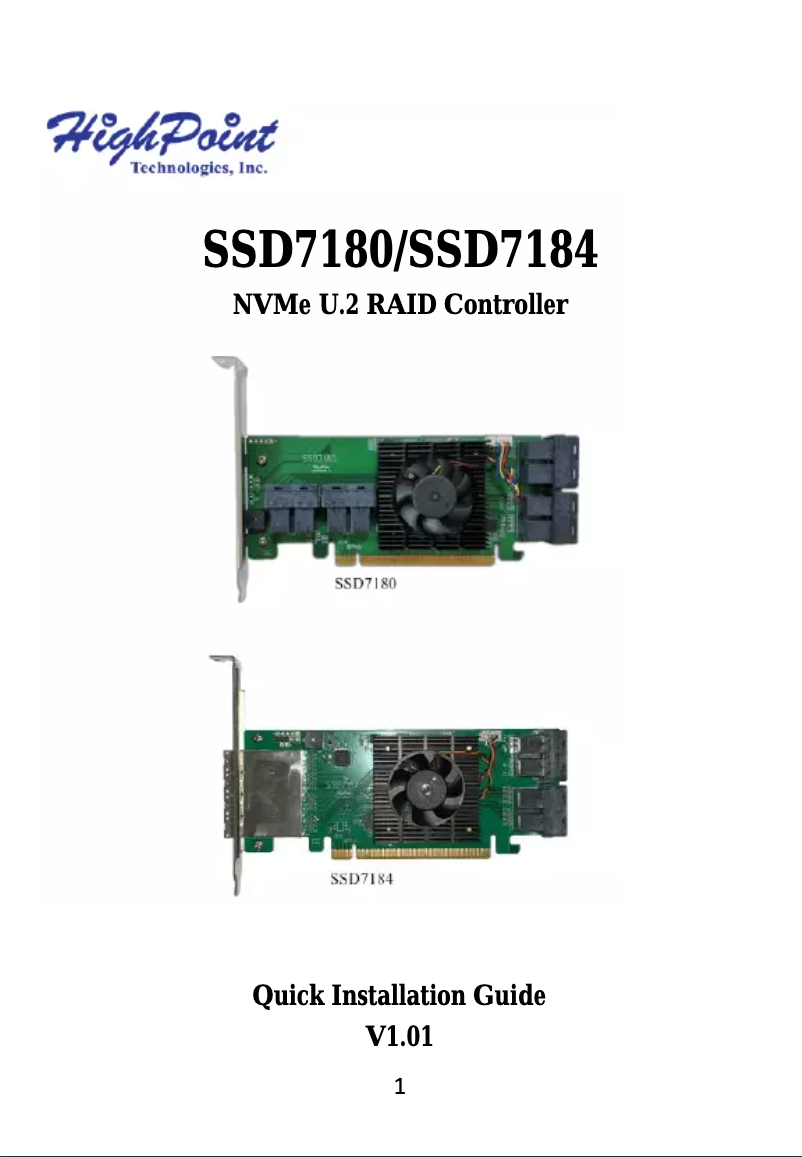 Imagen de la primera página del manual del dispositivo SSD7180