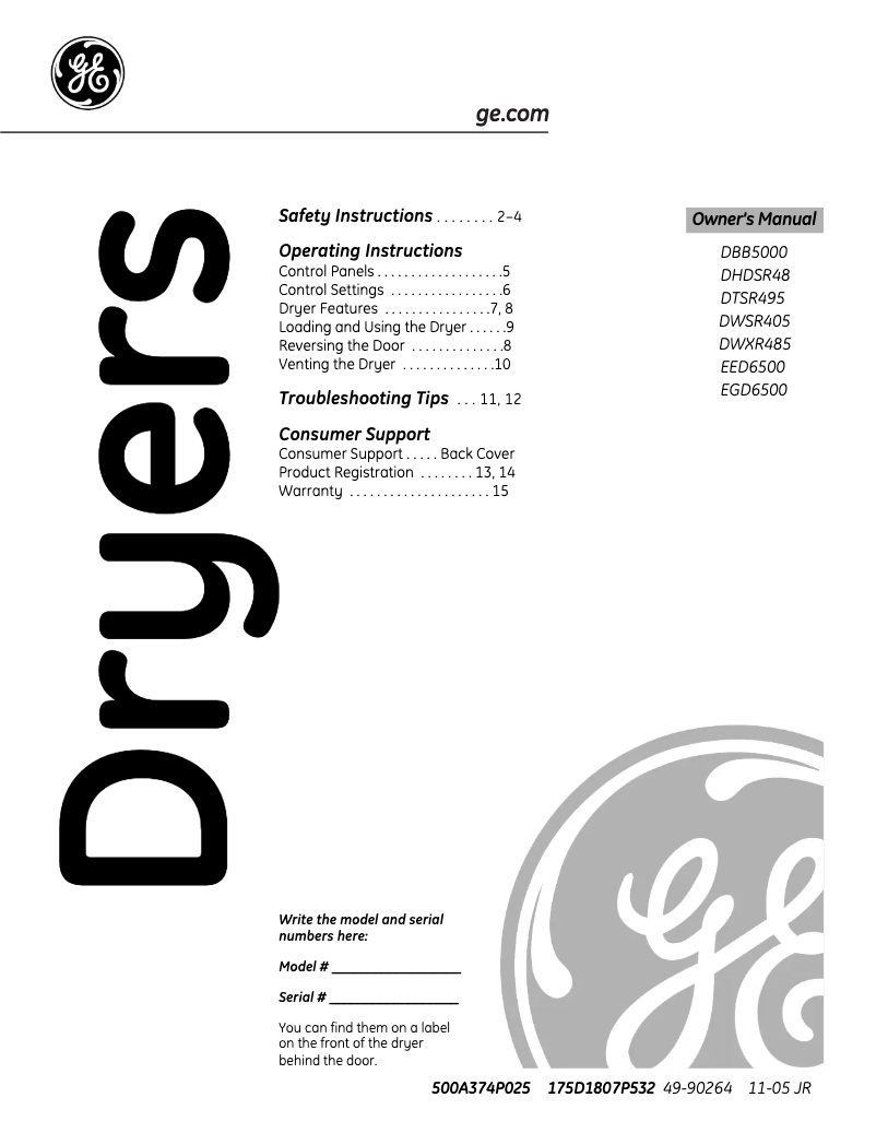 Imagen de la primera página del manual del dispositivo DWXR485EBCC