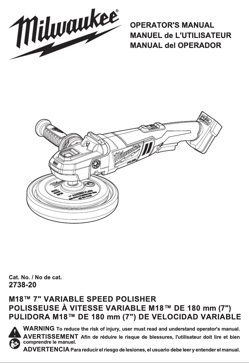 Imagen de la primera página del manual del dispositivo M18 Fuel 2738-22