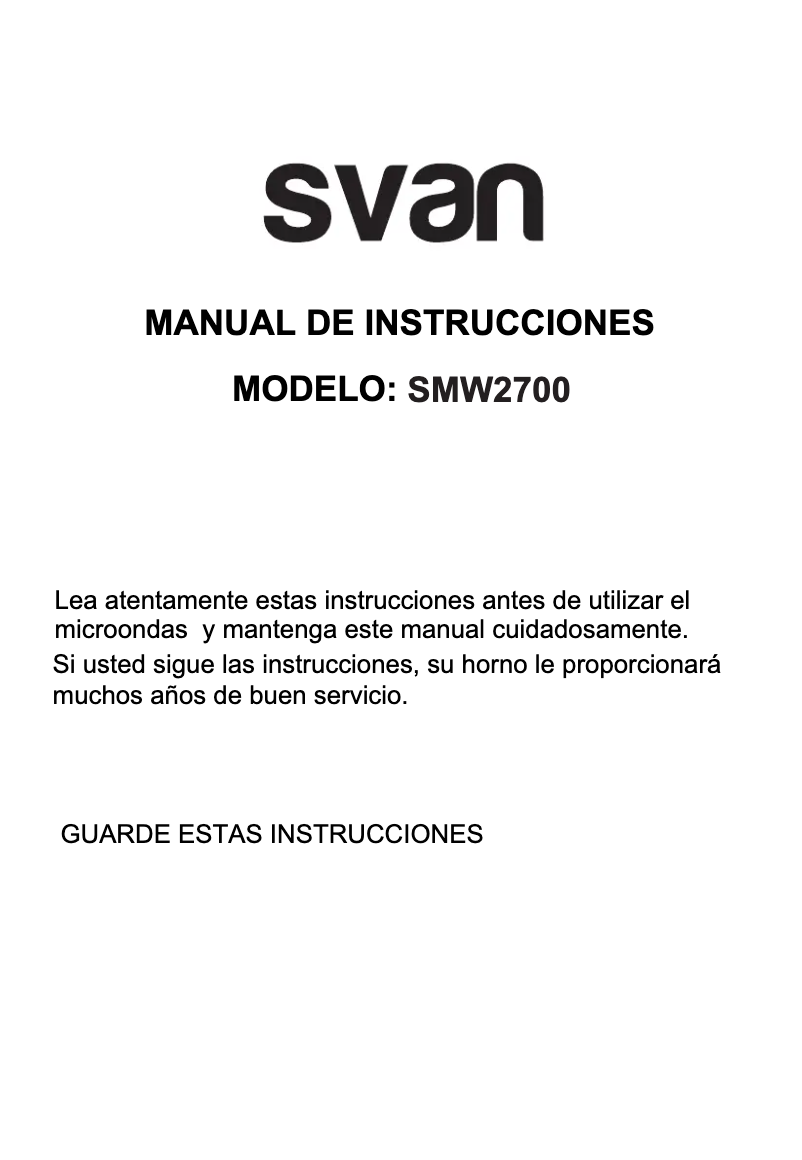 Página 1 del manual Manual de usuario SVAN SMW2700
