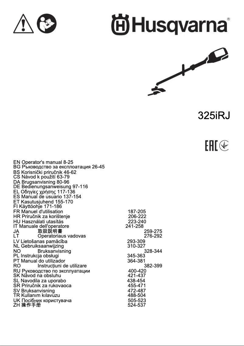 Imagen de la primera página del manual del dispositivo 325iRJ