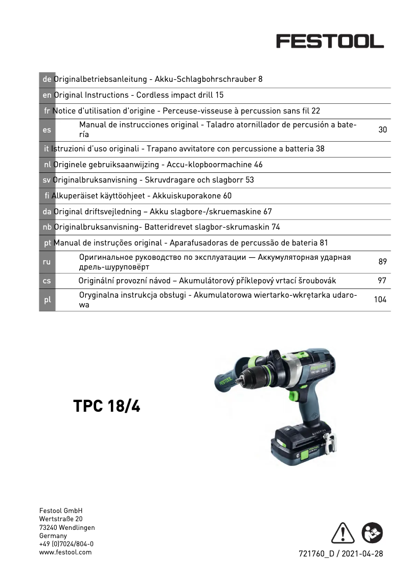 Imagen de la primera página del manual del dispositivo TPC 18/4