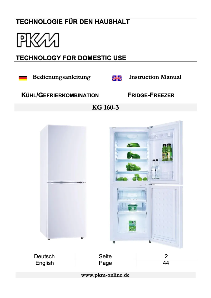 Página 1 del manual Manual de usuario PKM KG160-3
