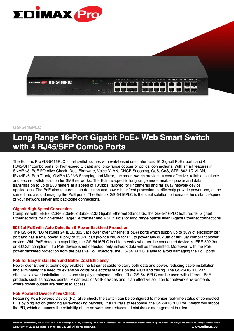 Imagen de la primera página del manual del dispositivo GS-5416PLC