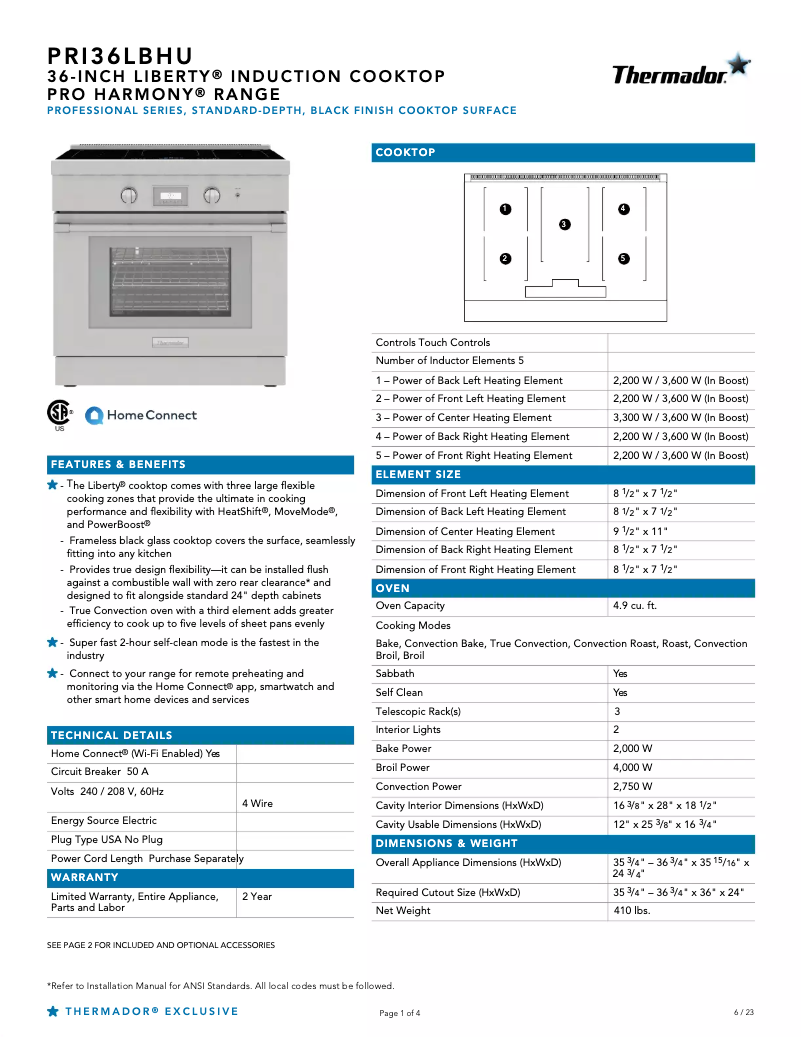 Imagen de la primera página del manual del dispositivo PRI36LBHU