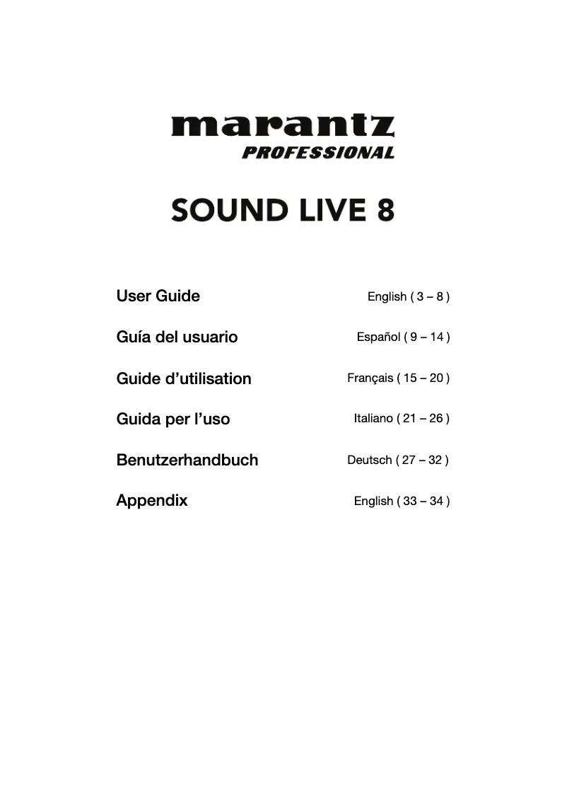Página 1 del manual Manual de usuario Marantz Sound Live 8