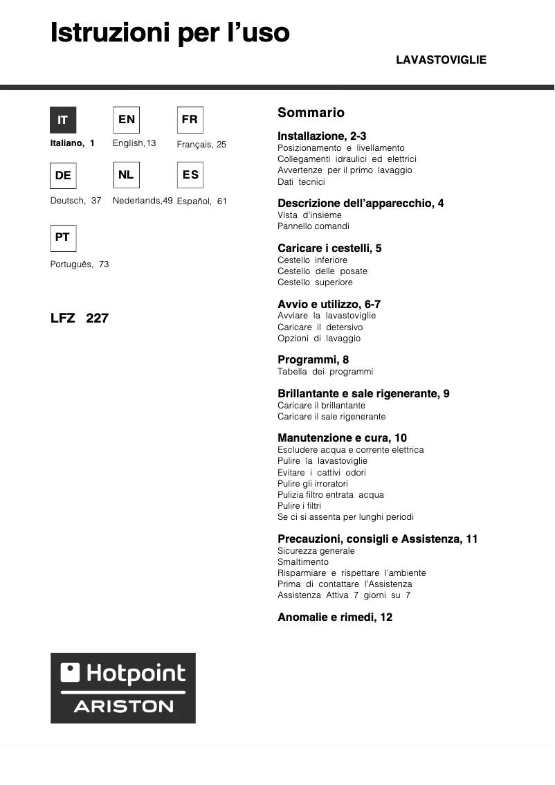 Imagen de la primera página del manual del dispositivo LFZ 227 A IX