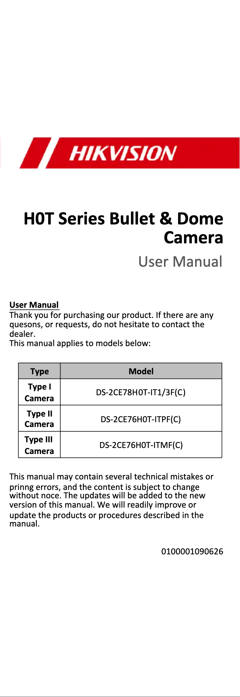 Página 1 del manual Manual de instrucciones Hikvision DS-2CE78H0T-IT3F