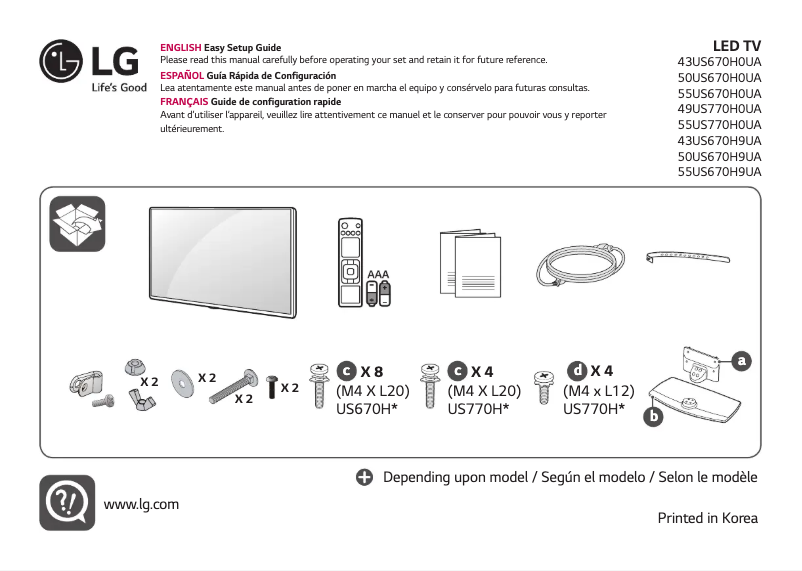 Imagen de la primera página del manual del dispositivo 43UT570H