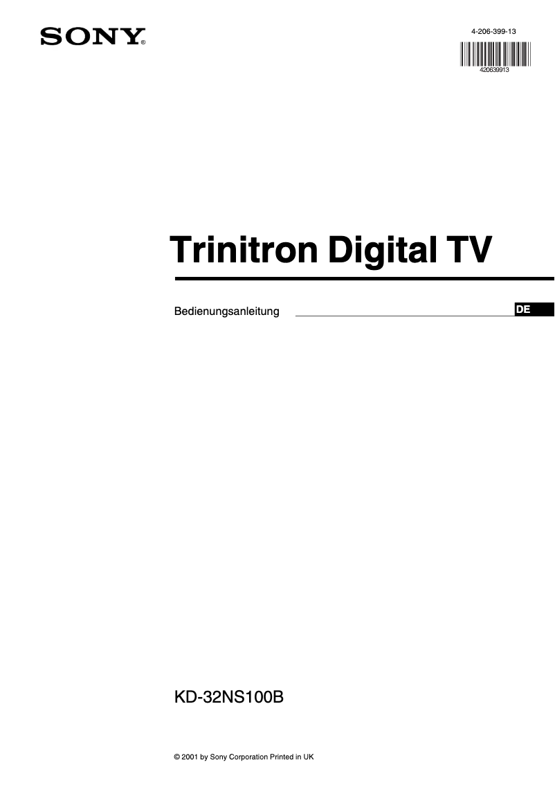 Imagen de la primera página del manual del dispositivo Trinitron KD-32NS100B