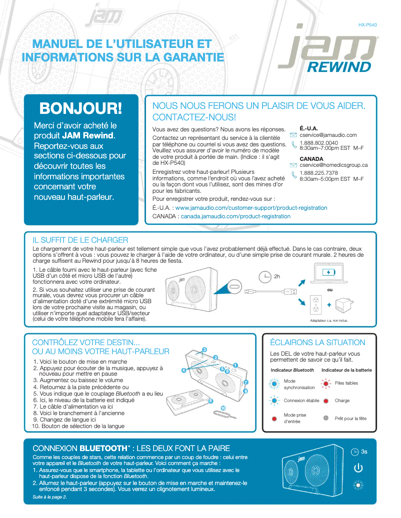 Página nº 1 - Manual de usuario Jam Rewind HX-P540