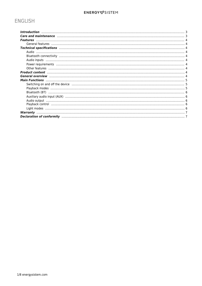 Página nº 1 - Manual de usuario Energy Sistem ESG 2 Sonar