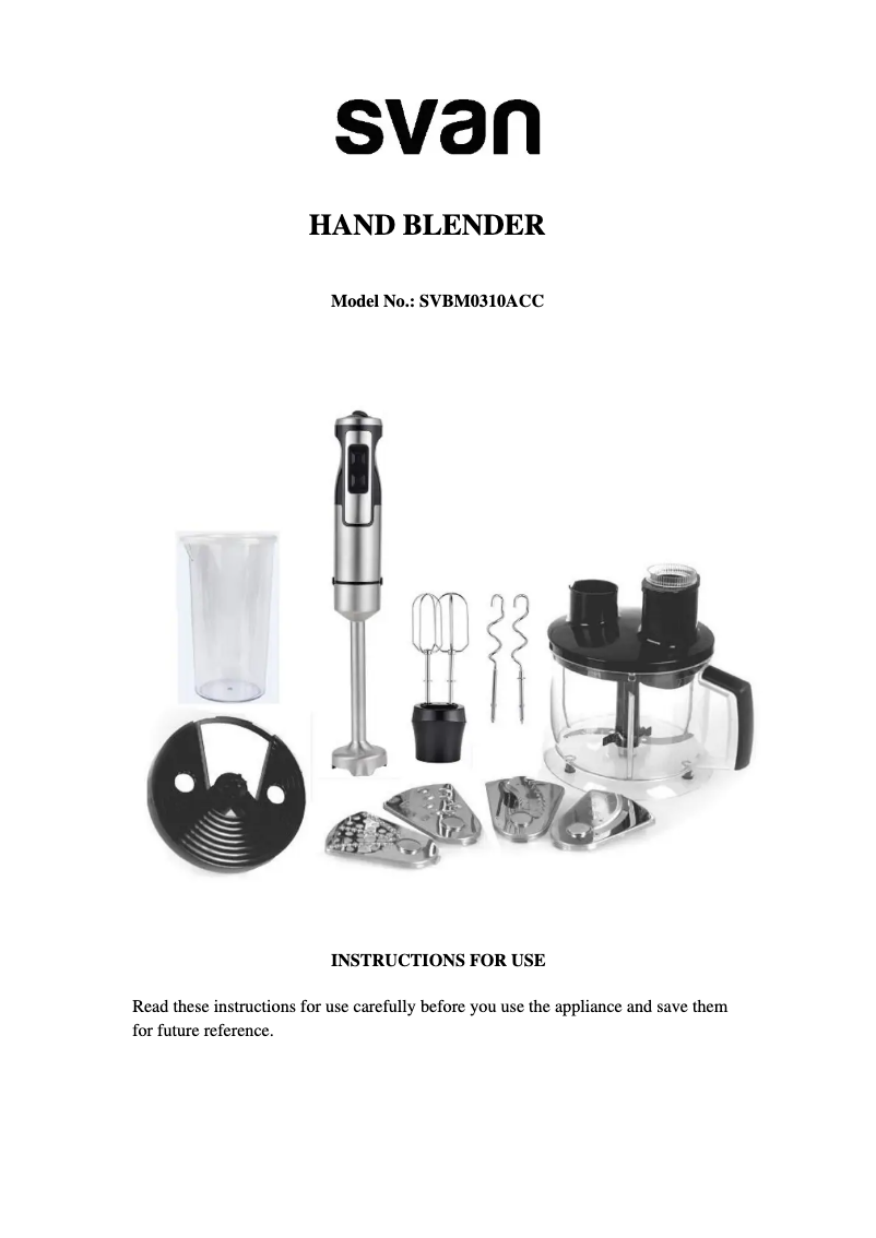 Página 1 del manual Manual de usuario SVAN SVBM0310ACC