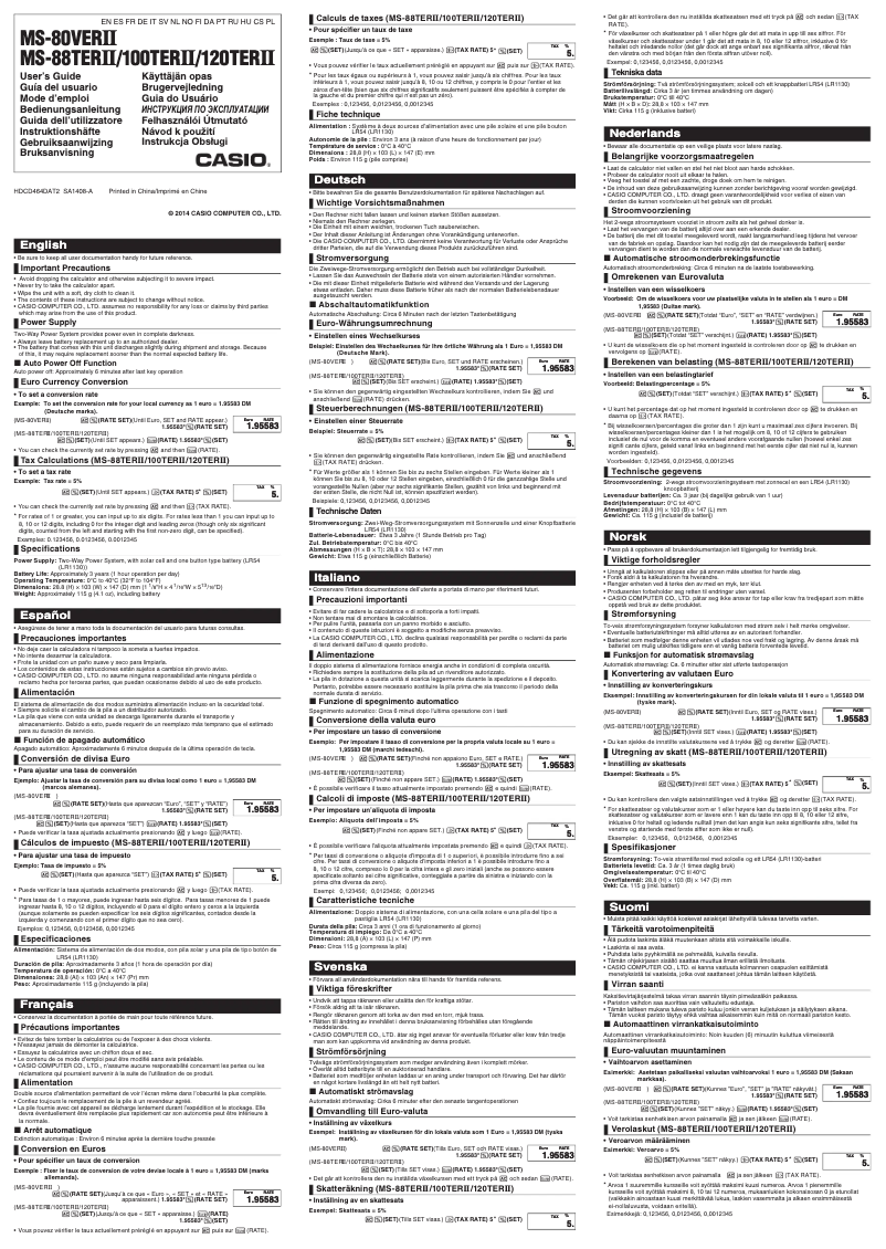 Página nº 1 - Manual de usuario Casio MS-80VERII