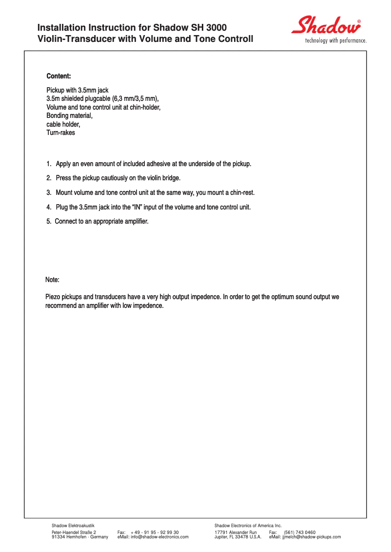 Página 1 del manual Manual de usuario Shadow SH3000