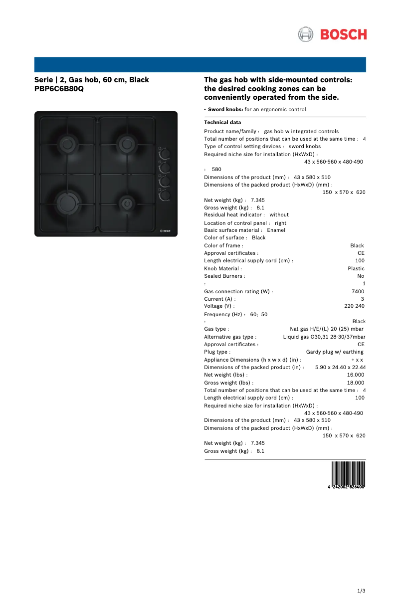 Imagen de la primera página del manual del dispositivo PBP6C6B80Q
