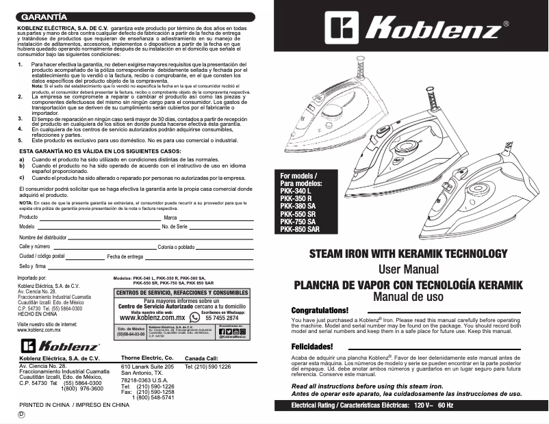 Imagen de la primera página del manual del dispositivo PKK-350 R