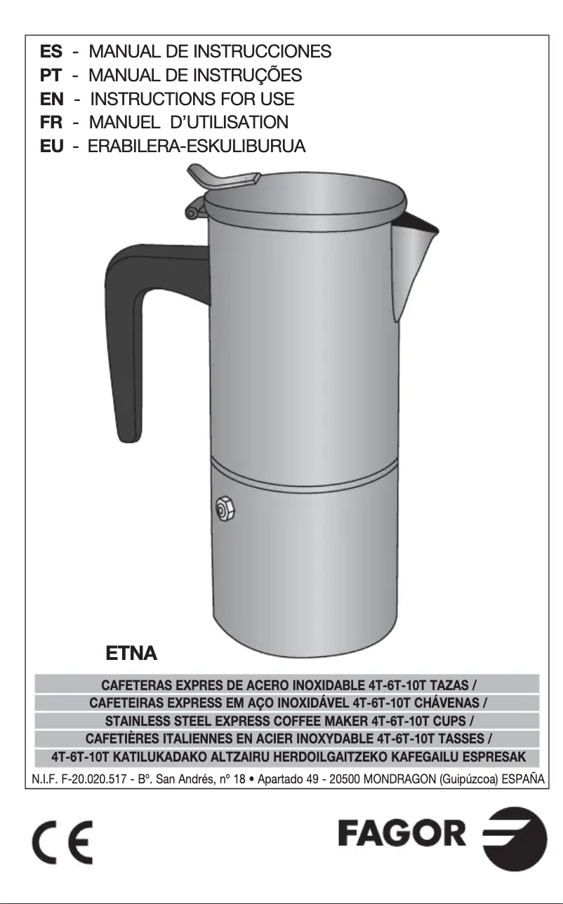 Página 1 del manual Manual de usuario Fagor Etna 6T