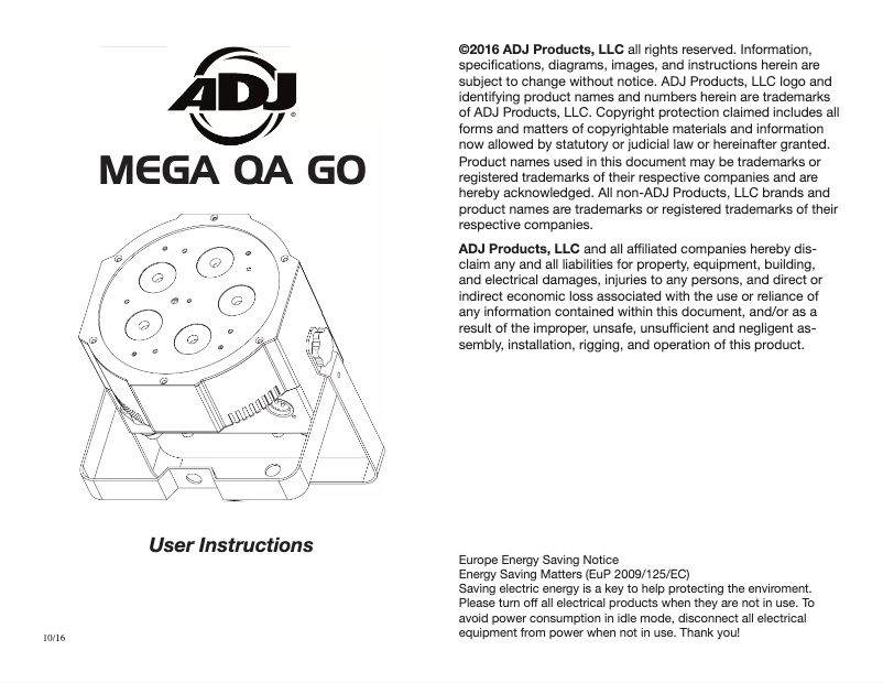 Imagen de la primera página del manual del dispositivo Mega QA Go