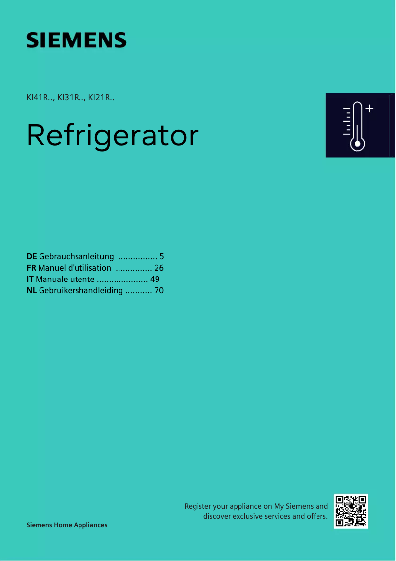 Página 1 del manual Manual de usuario Siemens KI31REDD1