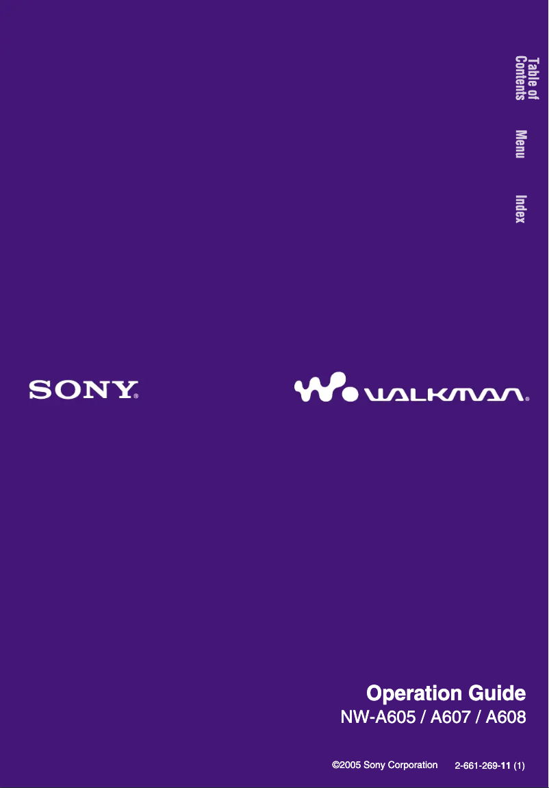 Imagen de la primera página del manual del dispositivo Walkman NW-A608