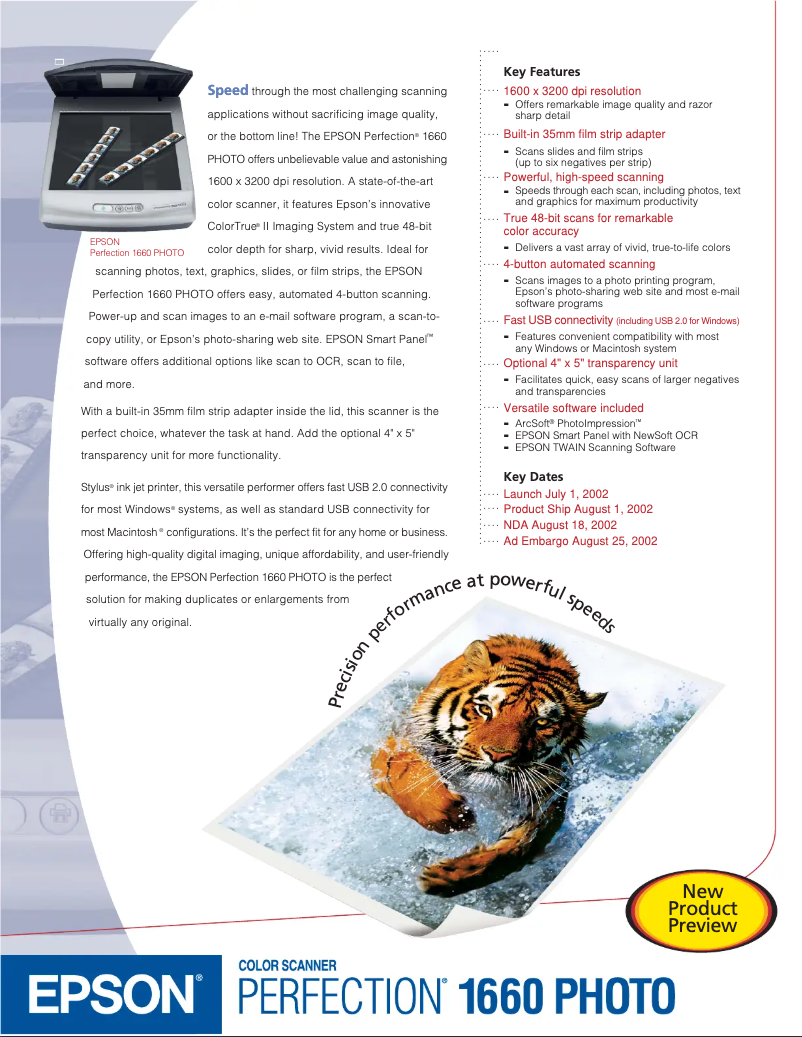 Página 1 del manual Folleto Epson Perfection 1660 Photo