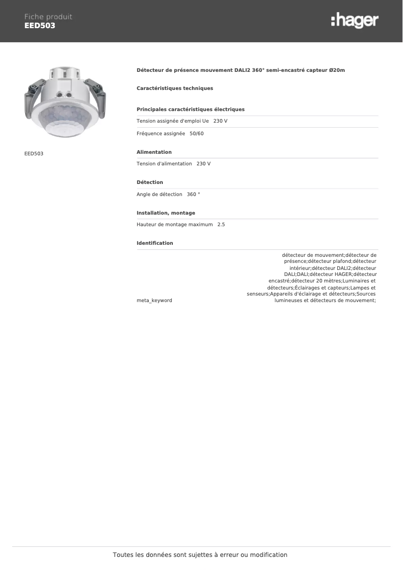 Imagen de la primera página del manual del dispositivo EED503