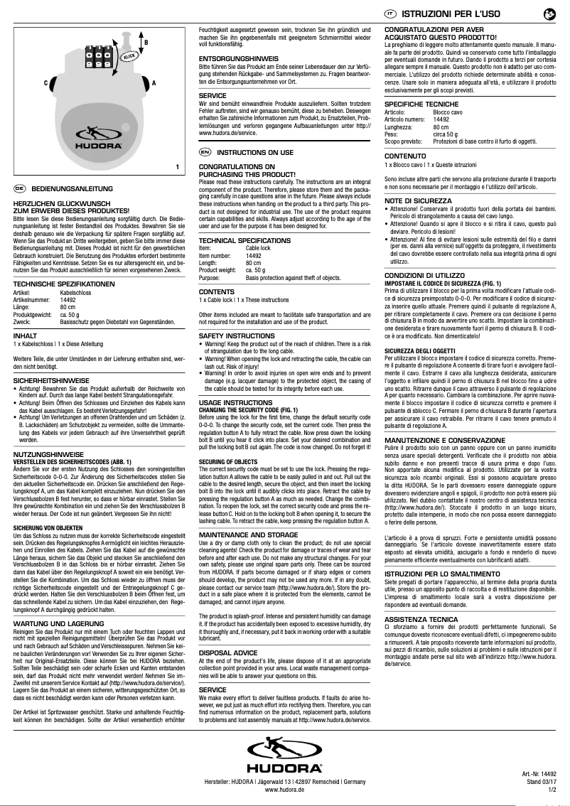 Imagen de la primera página del manual del dispositivo 14492