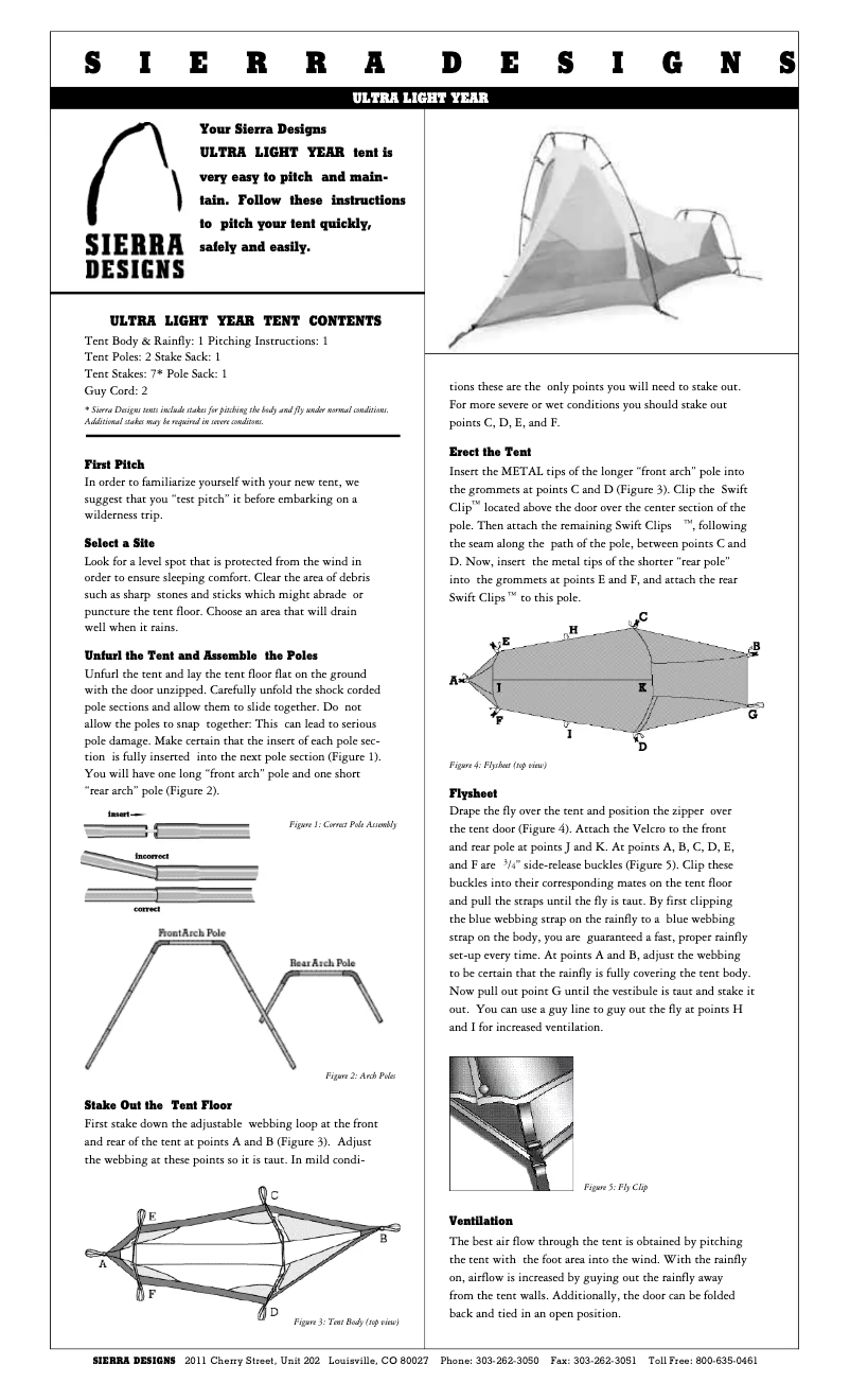Página 1 del manual Manual de usuario Sierra Designs Ultra Light Year