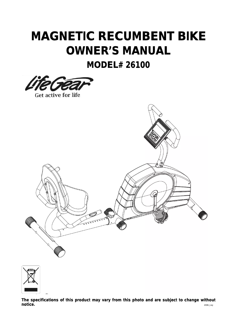 Página 1 del manual Manual de usuario Life Gear 26100