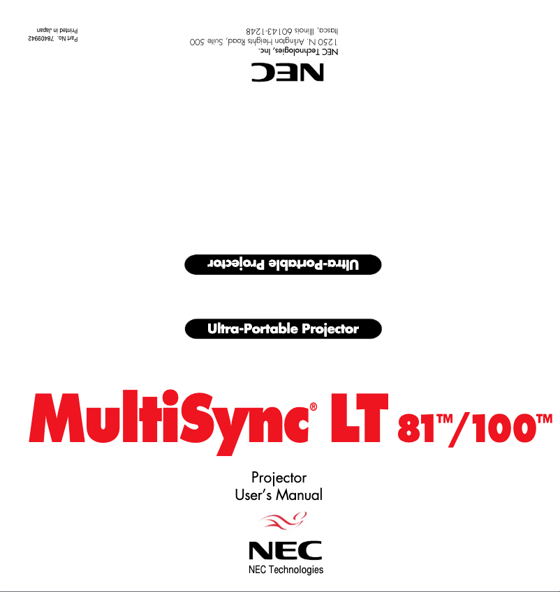 Imagen de la primera página del manual del dispositivo MultiSync LT81