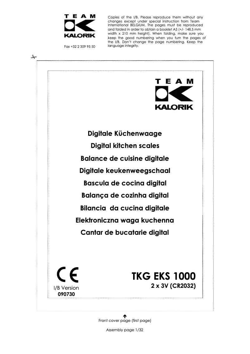 Imagen de la primera página del manual del dispositivo TKG EKS 1000