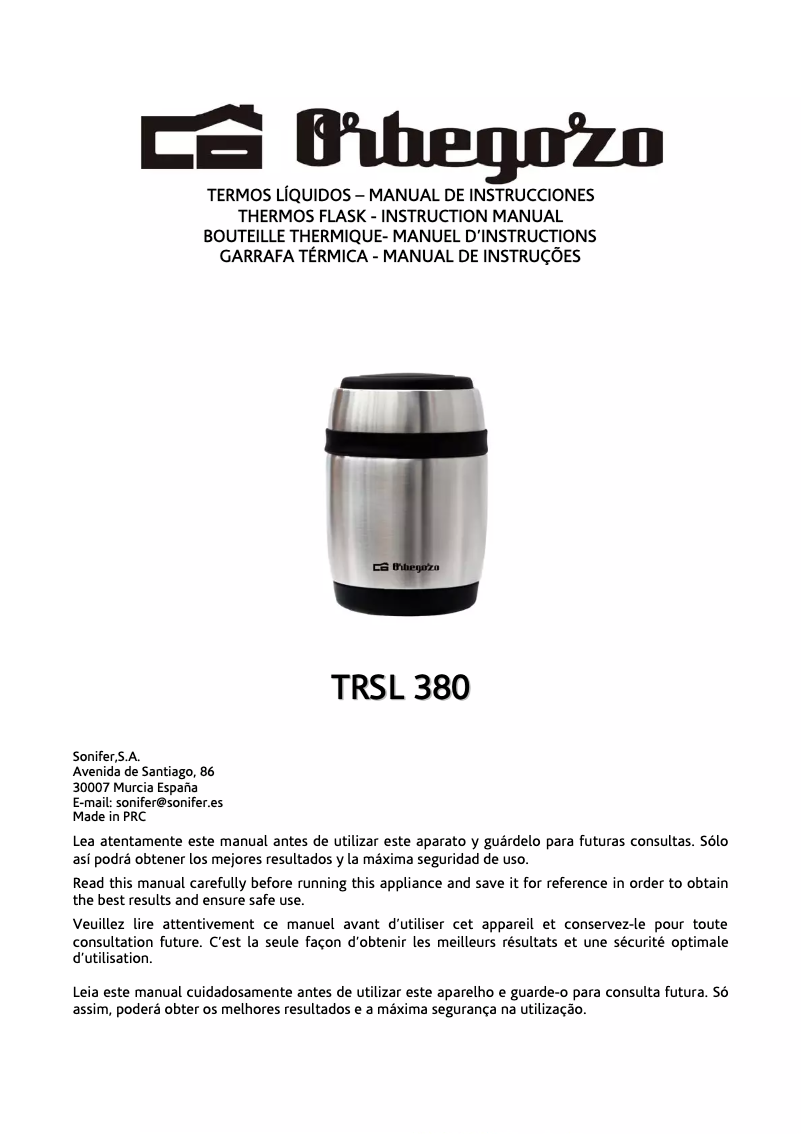 Imagen de la primera página del manual del dispositivo TRSL 380