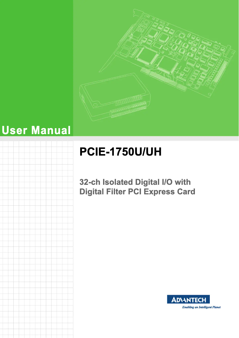 Imagen de la primera página del manual del dispositivo PCIE-1750U-AE