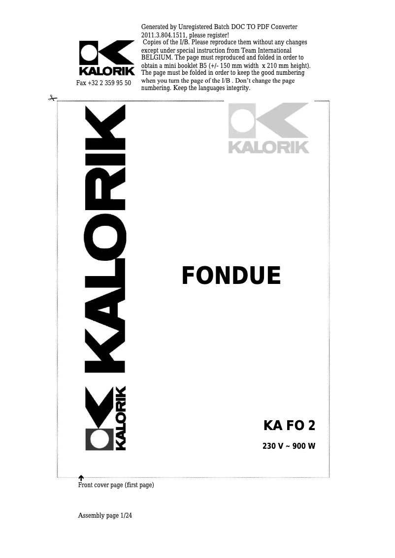 Página 1 del manual Manual de usuario Kalorik KA FO 2