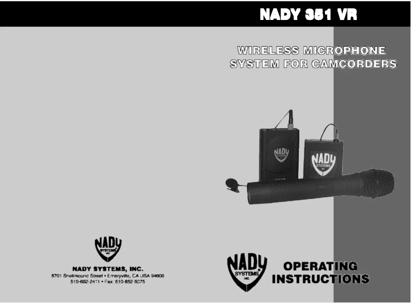 Página 1 del manual Manual de usuario Nady 351VR LT/O